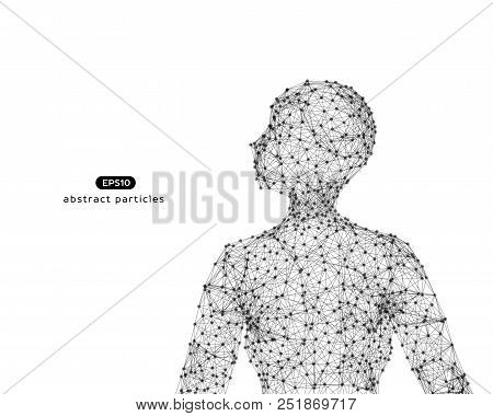 Abstract Vector Illustration Of Woman Looking Up.