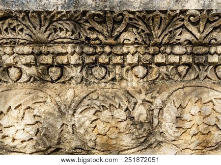Capernaum, Israel, March 31 2018: Remains Of Synagogue In The Capharnaum The Town Of Jesus