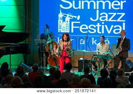 Cracow, Poland - July 31, 2018: Urszula Dudziak Live On Stage In Manggha Museum Of Japanese Art And 
