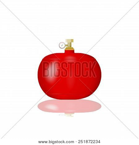 Red Cylinder With Liquefied Gas. Vector Illustration Of An Lpg Canister. Methane, Propane, Butane, N