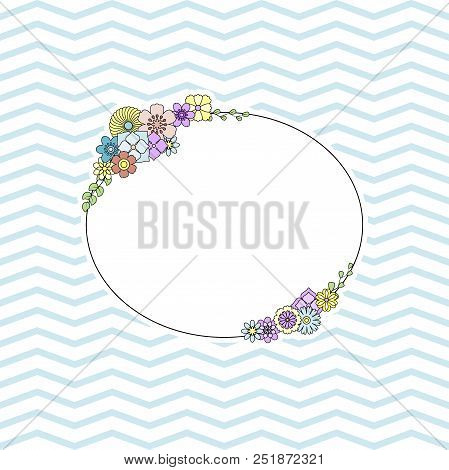 Frame Of Flat Spring Flower Corner. Cute Retro Strips In Bright Colors For Scrapbooking.
