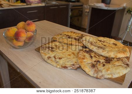 Caucasus Cuisine: Bean Pie Called Lobiani, Traditional Flatbread. Georgian Bean Pie Lobiani. Favorit