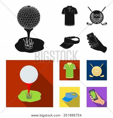 Emblem Of The Golf Club, Cap With A Visor, Golfer Shirt, Phone With A Navigator.golf Club Set Collec