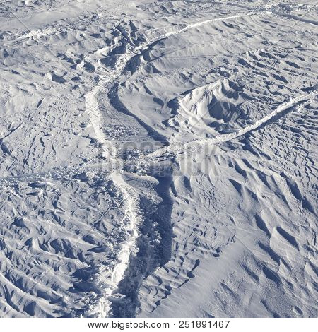 Snowy Off-piste Slope After Snowfall At Sun Winter Morning