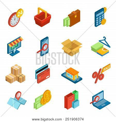 Online Shopping Icon Vector E-commerce Technology With Digital Payment In Internet Shop And Pos Term