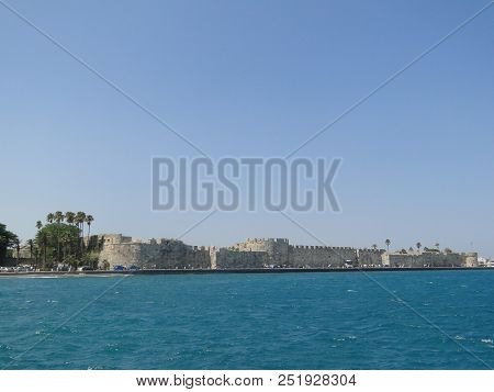 View Of The Joannite Fortress On The Greek Island Of Kos.