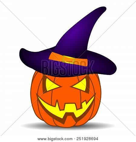 Cute Cartoon Halloween Pumpkin With Funny Face, Isolated On White Background For Your Design, Game, 