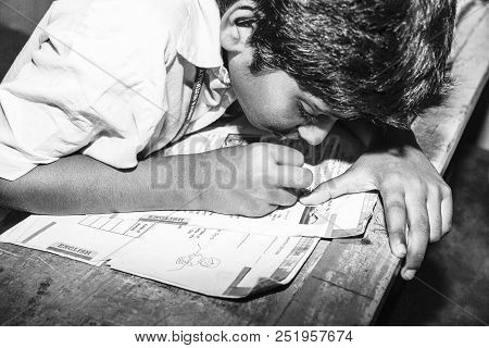 Pondichery, Puducherry, Tamil Nadu, India - September Circa, 2017. Close Up Portrait Unidentified Yo