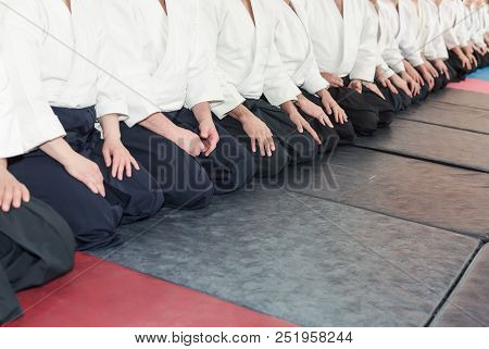 People In Kimono And Hakama On Martial Arts Training