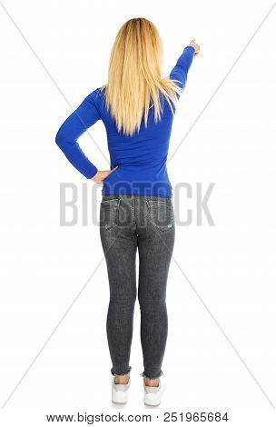 The Portrait Of Young Woman Showing On Side.