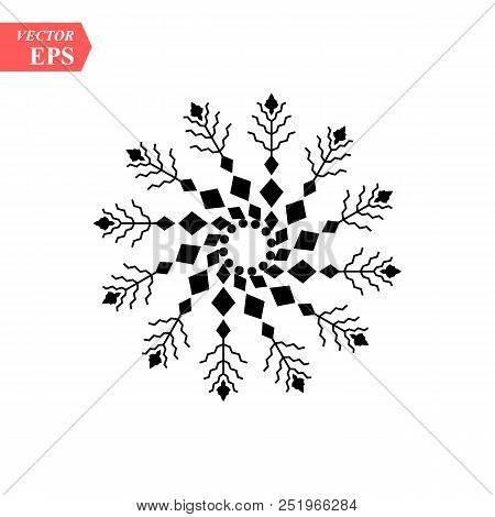 Snowflake Icon. Christmas And Winter Theme. Simple Flat Black Illustration On White Background. Eps1