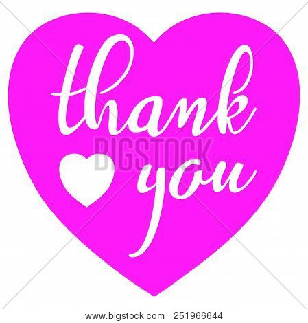 Thank You Text With Heart In Flat Style Design