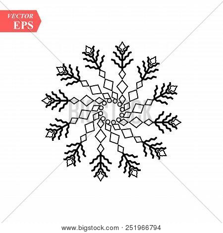 Snowflake Icon. Christmas And Winter Theme. Simple Flat Black Illustration On White Background. Eps1