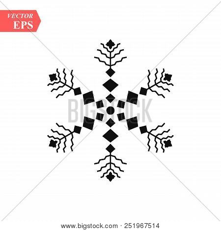 Snowflake Icon. Christmas And Winter Theme. Simple Flat Black Illustration On White Background. Eps1