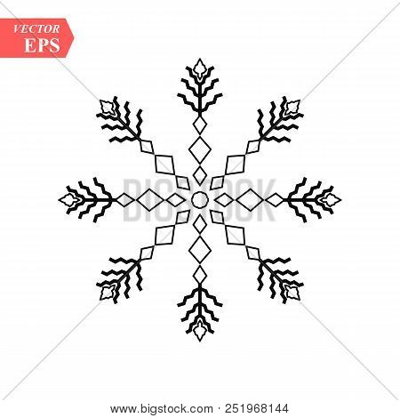 Snowflake Icon. Christmas And Winter Theme. Simple Flat Black Illustration On White Background. Eps1