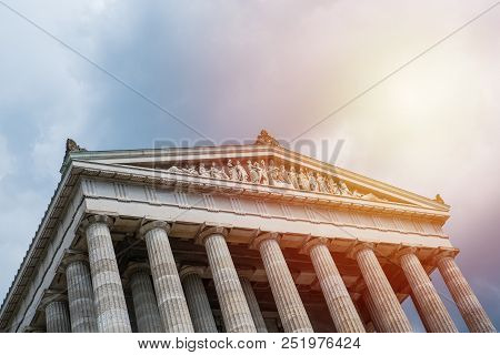 Hall Of Fame - Walhalla Memorial, Look From Below. Donaustauf, Bavaria, Germany