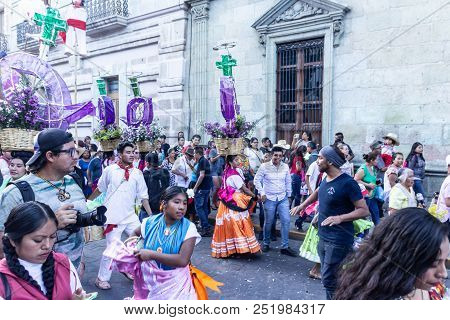 Detail Of Celebration Of Guelaguetza Fest In Oaxaca Mexico