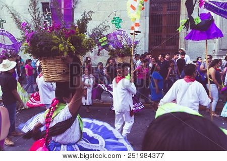 Detail Of Celebration Of Guelaguetza Fest In Oaxaca Mexico