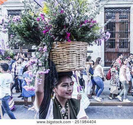 Detail Of Celebration Of Guelaguetza Fest In Oaxaca Mexico