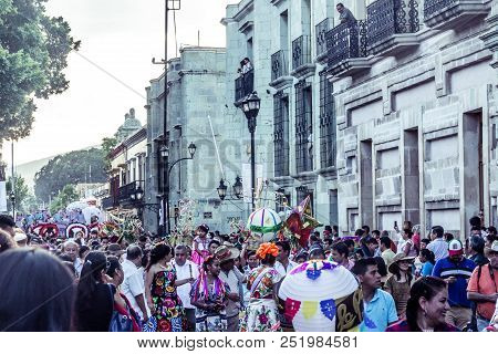 Detail Of Celebration Of Guelaguetza Fest In Oaxaca Mexico