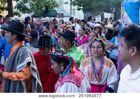 Detail Of Celebration Of Guelaguetza Fest In Oaxaca Mexico