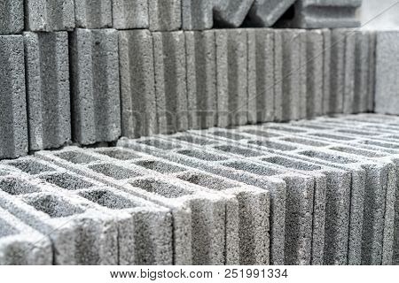 Concrete Blocks For Construction, Background And Texture