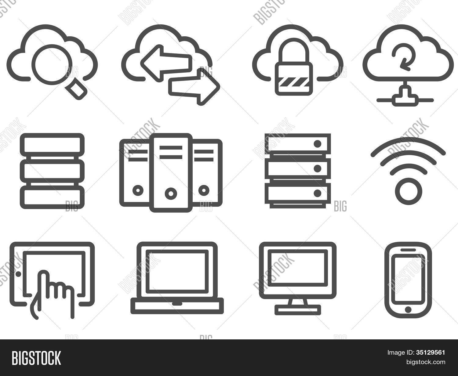 Cloud Computer Example Icon Cloud Computing Icons Vector & Photo (Free Trial) | Bigstock