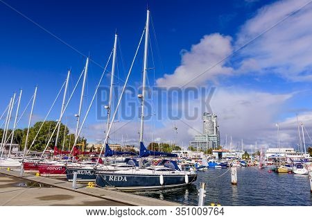 Gdynia, Poland - October 6, 2019: Marina At Baltic Sea With Yachts In Gdynia, Poland. Gdynia Is An I