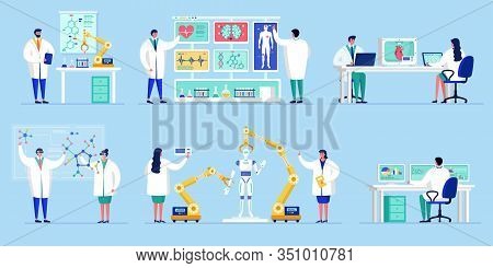 Innovation In Science Technology, People Work In Novative Laboratory With Artificial Intelligence Re