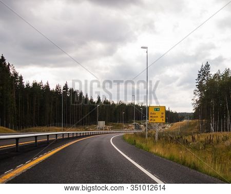 Editorial 08.31.2019 Orje Norway Driving Near The Norwegian And Swedish Boarder With Very Little Tra