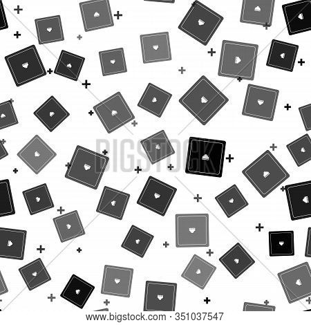 Black Ethernet Socket Sign. Network Port - Cable Socket Icon Isolated Seamless Pattern On White Back