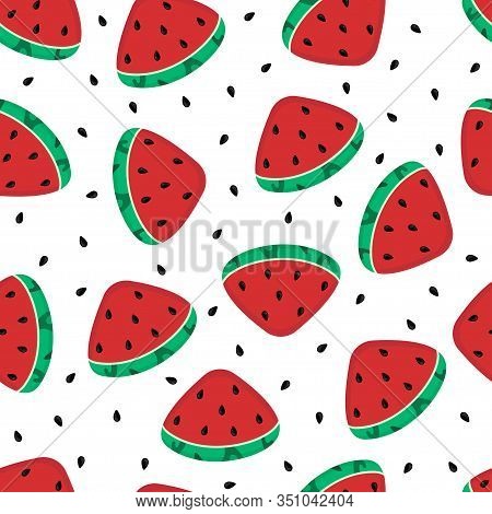 Cute Vector Watermelon Pattern On White Background