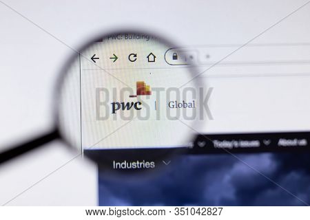 Saint-petersburg, Russia - 18 February 2020: Pwc Company Website Page Logo On Laptop Display. Screen