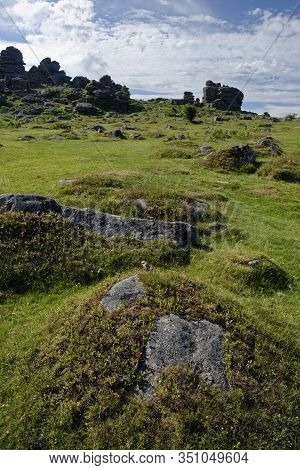 Granite Rocks Of Hound Tor, Dartmoor, Devon; Uk