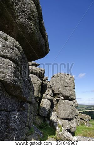 Granite Rocks Of Hound Tor, Dartmoor, Devon; Uk