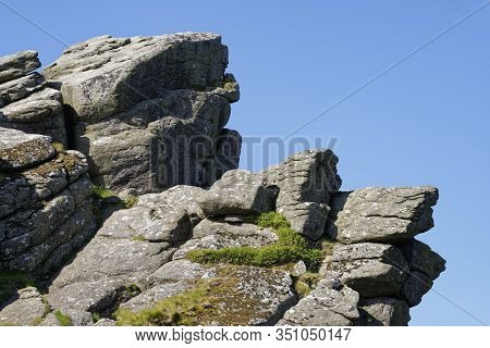 Granite Crags Of Hound Tor, Dartmoor, Devon; Uk