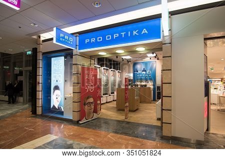 Pro Optika Shop Facade In Tallinn, Estonia, 9.2.2020