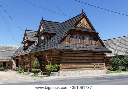 Chocholow, Poland: 30 July 2017 - Traditional Wooden Houses In Village Chocholow, Tatra Mountain Reg