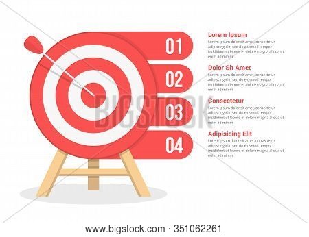 Target With Four Elements For Your Text, Four Steps To Your Goal, Infographic Template For Web, Busi