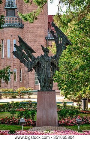 Lahti, Finland - August 6, 2019: Monument To Eetu Salin, Sculptor Veikko Leppänen 1967.