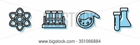 Set Line Test Tube And Flask Chemical, Atom, Test Tube And Flask Chemical And Test Tube And Flask Ch