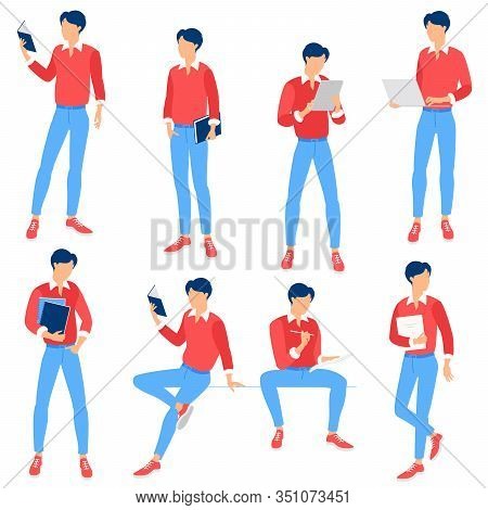Flat Design Vector Collection Ready To Animation Education People Poses And Activityes For Web Page 