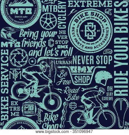 Retro Styled Vector Bicycle Theme Seamless Pattern Or Background