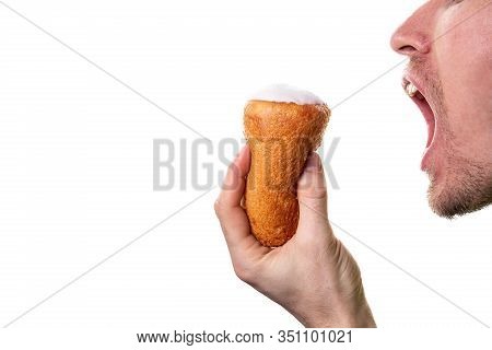 Crazy Man Eating Delicious Baba Au Rhum