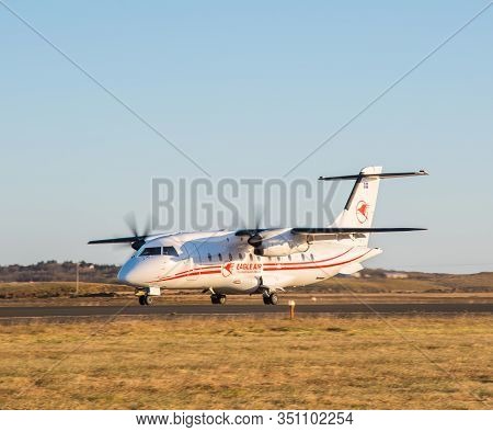 Hornafjordur Iceland - October 27. 2019: Eagle Air Dornier 328 Turboprop Airplane Landing At Hornafj