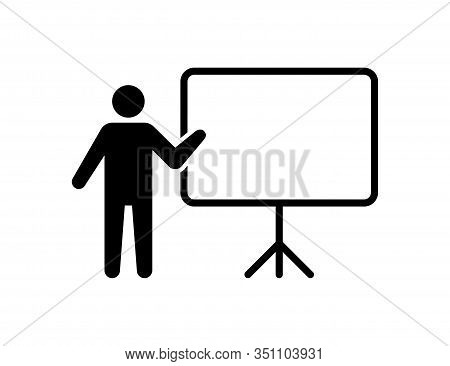 Traning Presentation Vector Isolated Icon. School Teacher Presentation Icon Education Sign Vector Sc