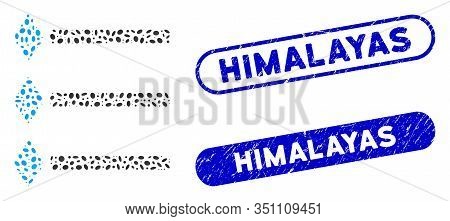 Mosaic Ethereum List And Corroded Stamp Seals With Himalayas Text. Mosaic Vector Ethereum List Is Cr