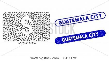 Mosaic Dollar Monitor And Rubber Stamp Watermarks With Guatemala City Text. Mosaic Vector Dollar Mon