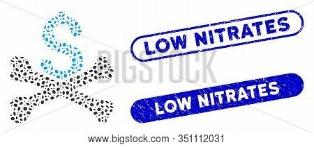 Mosaic Mortal Debt And Distressed Stamp Seals With Low Nitrates Phrase. Mosaic Vector Mortal Debt Is