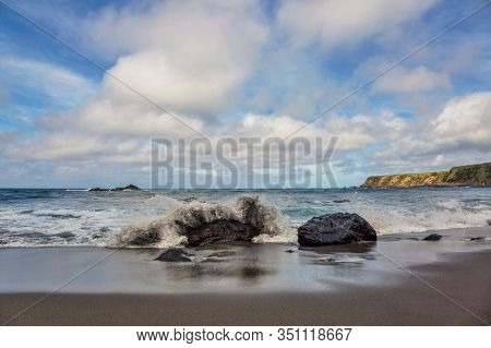 Amazing sea landscape Moinhos beach Porto Formoso Sao Miguel island Azores island Portugal 